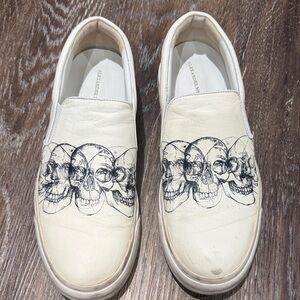 Alexander McQueen Cream Skull Slip-Ons
